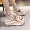 Fashion 8cm Woman Slippers 2024 Summer Fashion Sweet Female Casual Platform Shoes Microfiber Leather Women Outdoor Slides Heels