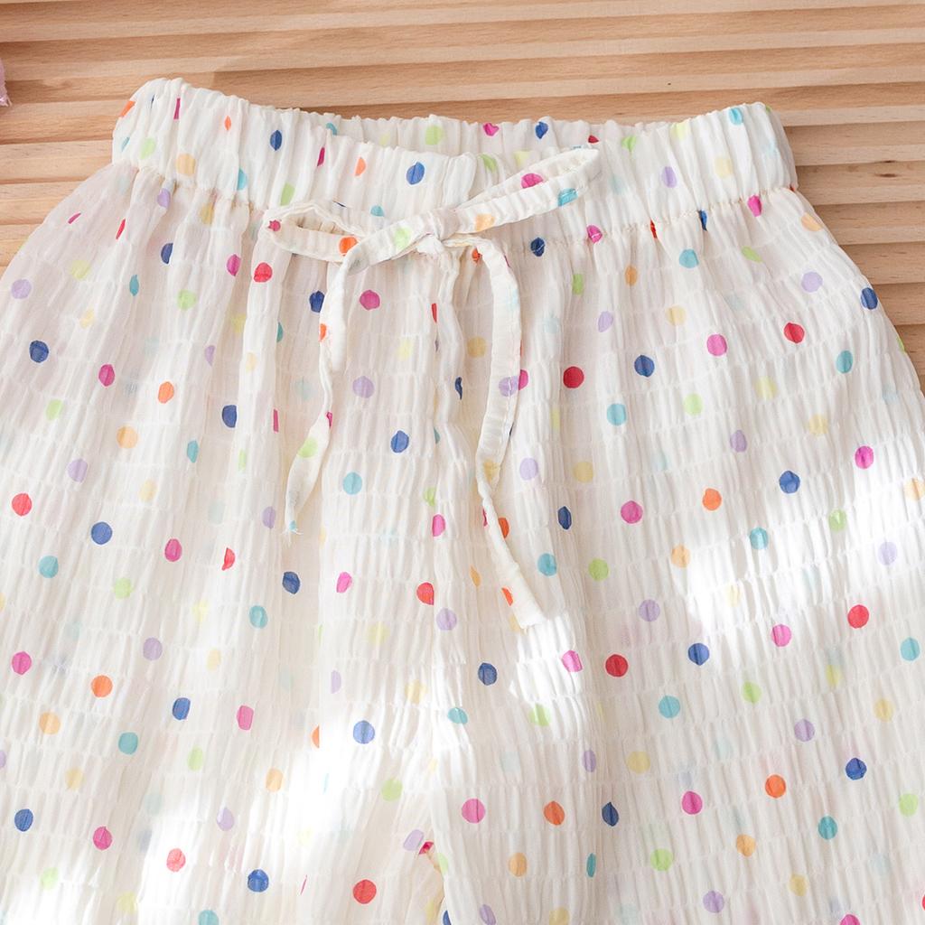 Girls' Summer Mosquito Proof Pants Polka Dot Loose Wide Leg Pants Girls' Summer Clothes Breathable Air-conditioned Pants