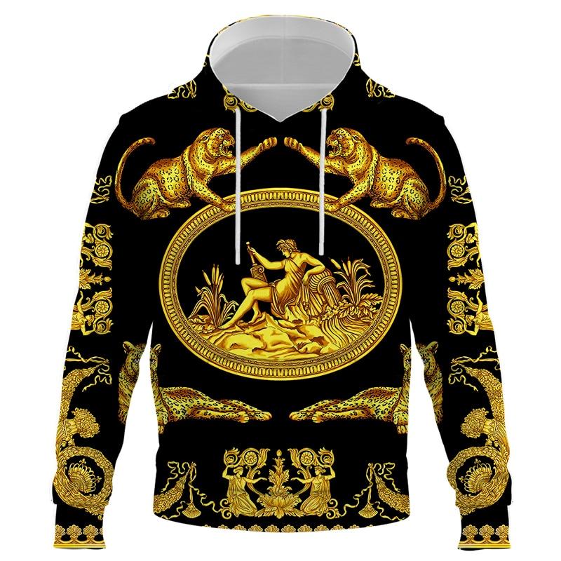 Männer Frau Goldene Leopard 3D drucken Hoodies Sweatshirts Mode Kapuzen Hip Hop Herren Marke Hoodie luxus Streetwear dropshiping