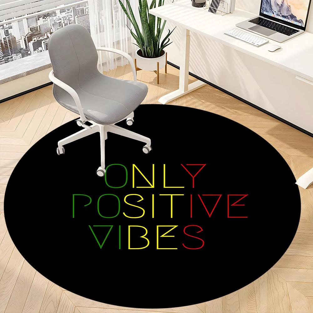 1pc Positive Vibes Chair Carpet for Office Non Slip, Lightweight, Machine Washable Rug for Office Holiday Decor