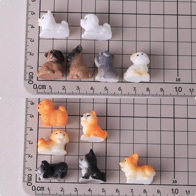 Mini-Welpen-Hunde-Harzfiguren 2 Stück Niedliche Kawaii Mini-Tiertiere für Puppenhaus-Dekoration DIY-Schlüsselanhänger Rucksack-Anhänger