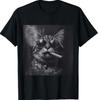 Smoking Cat Moody Noir Black and White Art Funny T-Shirt