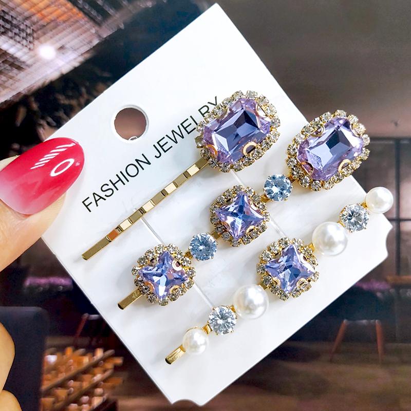 Neues Set Damen Haarspangen Schmuck Mode Kristall Haaraccessoires für Mädchen Luxus Perle Geometrische Haarspangen Nadeln Weihnachtsgeschenk