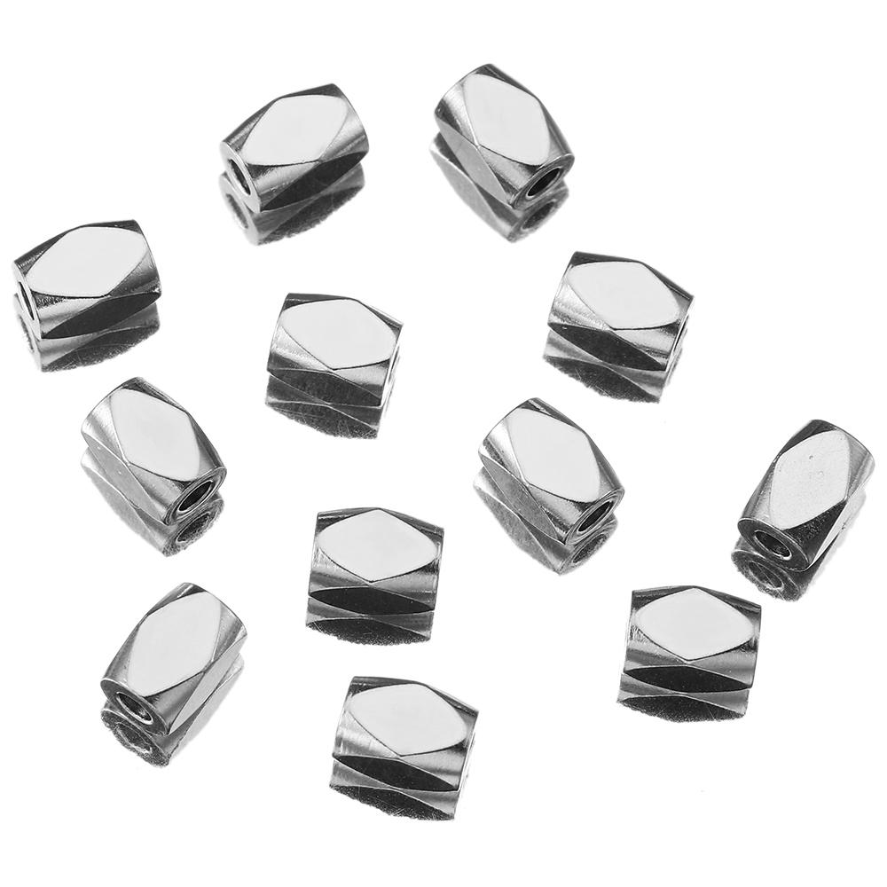 

30pcs Stainless Steel Gold Color Spacer Beads Faceted Spacer Beads Charms Pendants for Bracelet Necklace Jewelry Making DIY 4mmx6mm