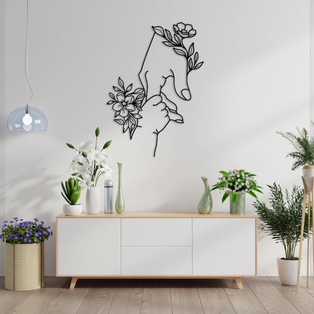 Mother and Child Floral Metal Wall Art Unique Gift for Mom