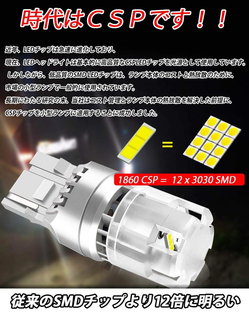 WENLE Stealth Bulb Backup Lamp T20 LED Single White 6000K 3200LM 20W High Brightness CSP Element DC12V Compatible Non-Polarity 2-Pack