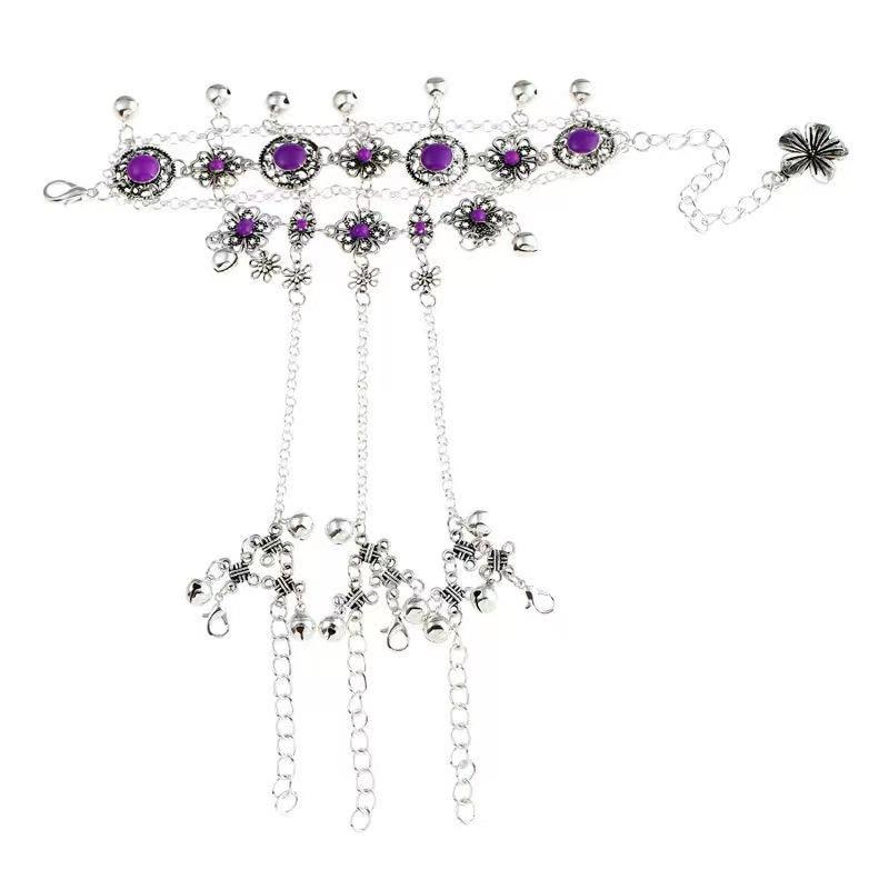 

Фея браслет національний танець порожниста квітка дзвоник кільце один браслет фіолетовий