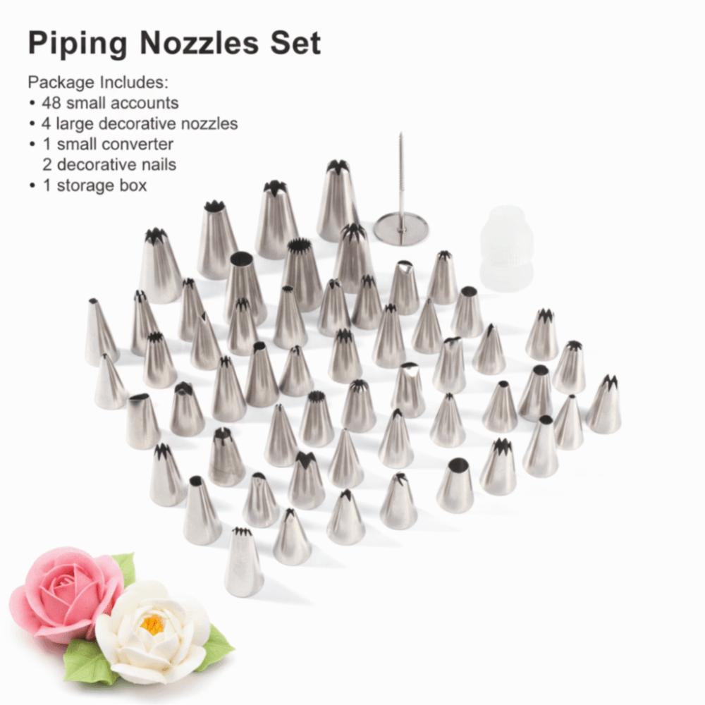 52pcs Numbered Tips Piping Nozzles Set Pattern Chart Included Icing Tips Set  Cake Decoration
