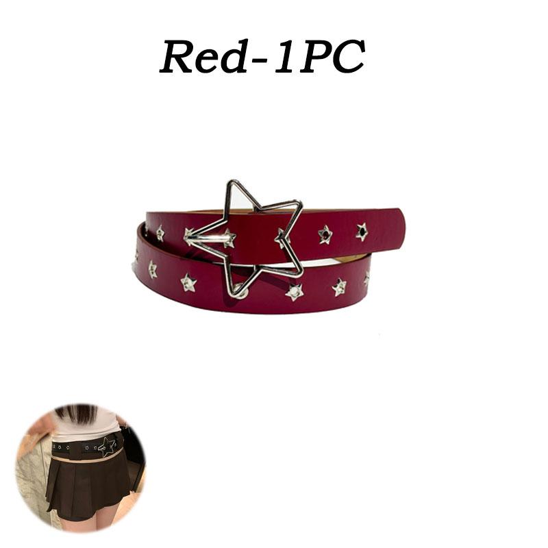 Punk style star buckle decorative belt with multiple holes, small star shaped eyes, multifunctional belt, suitable for fashionab