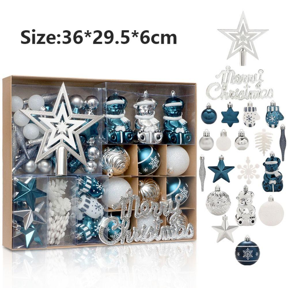 70Pcs Plastic Tree Top Star Christmas Ball Set Painted DIY Christmas Tree Ornament Christmas Gifts Christmas Gifts Boxes Pendant
