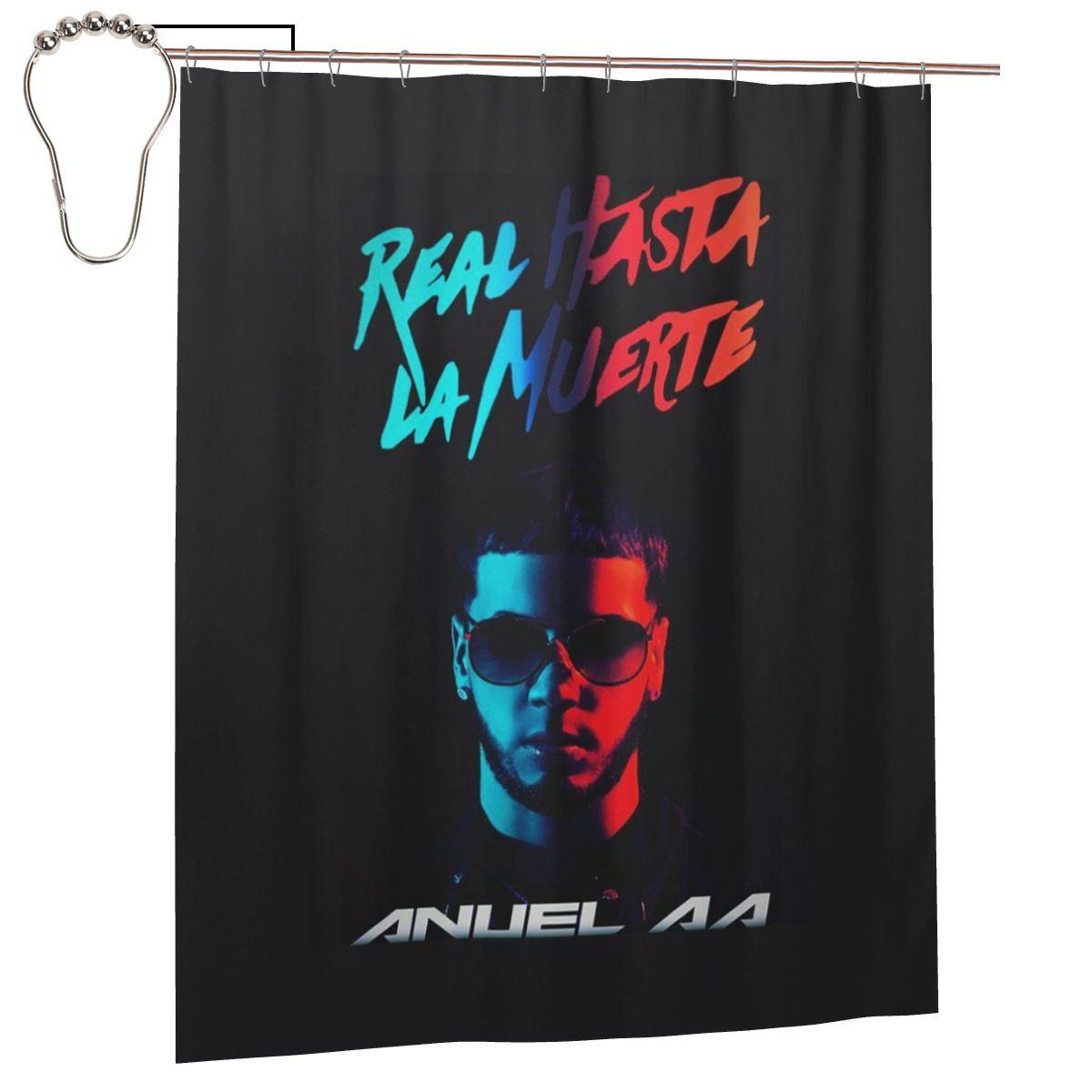 

Модная горячая рэперская занавеска для душа Anuel Aa, водонепроницаемая полиэстеровая занавеска для ванной комнаты с крючками W60H190(CM)-1 Pcs