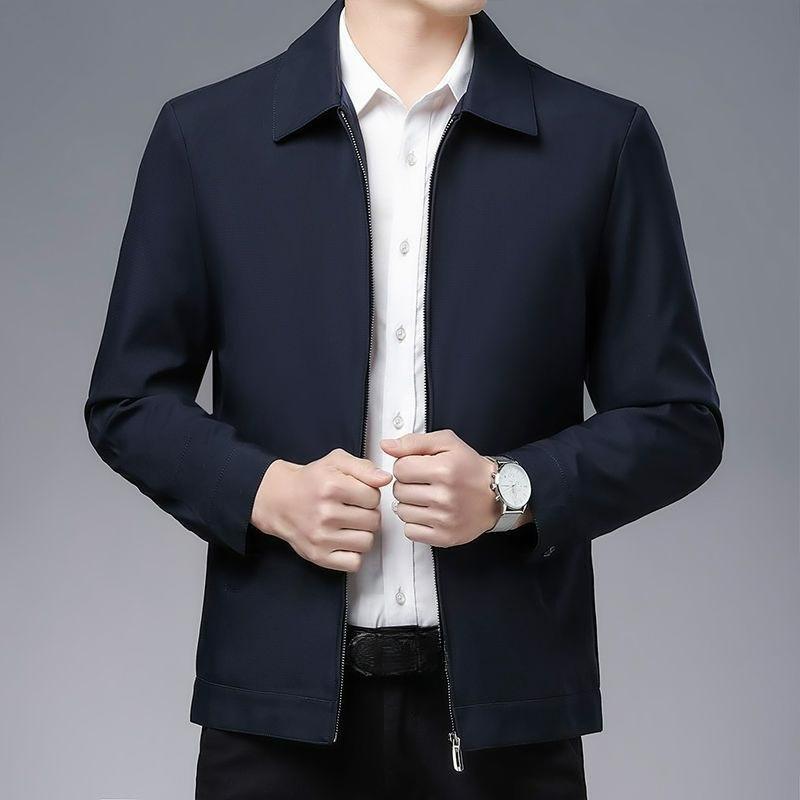 

Men s Jackets Spring and Autumn Casual Jackets Men s Men s Tops Loose Stand-up Collar Business Dad Wear 3XL