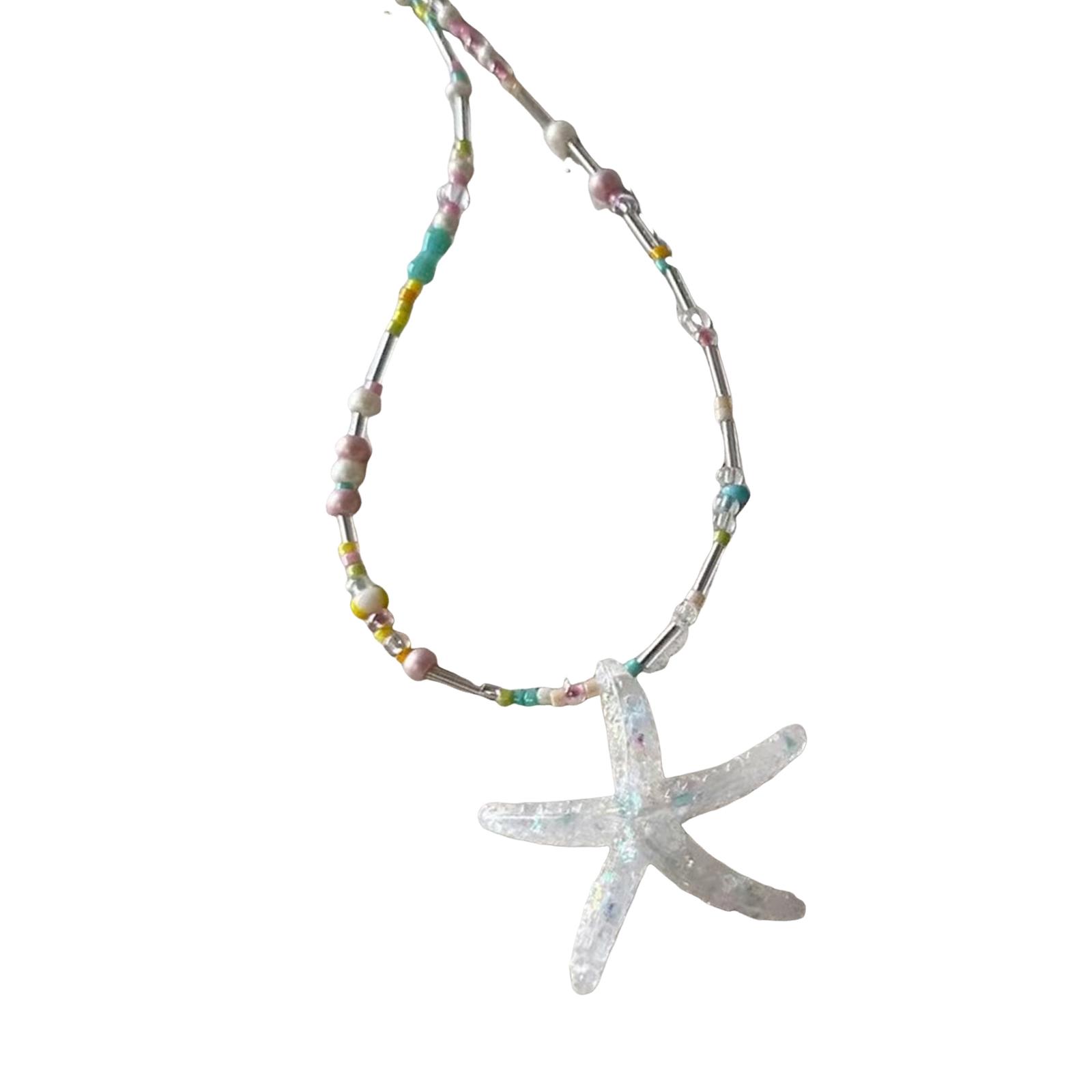 

Modern Starfish Pendant Necklace Children Beads Chain Necklace Cute Animal Jewelry Present for Starfish Enthusiasts білий
