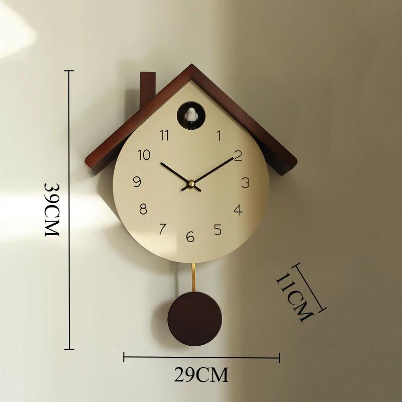 Cuckoo Wall Clocks Nordic Wooden Clock Wall Art Decoration Clocks Living Room Pendulum Watch Luxury Aesthetic Interior Ornaments