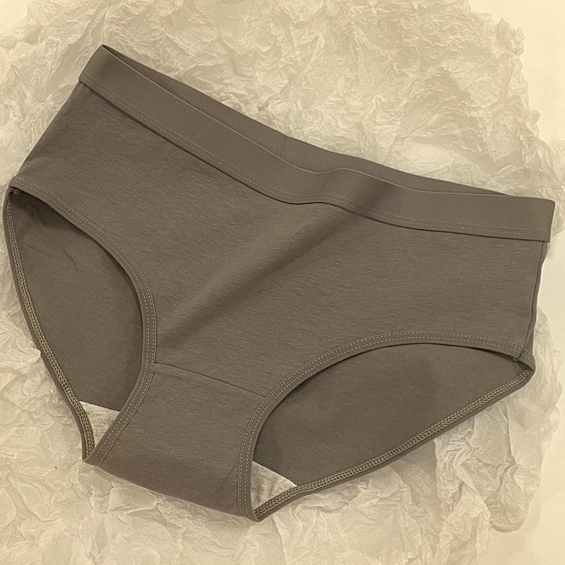 Underwear Women's Solid Color Pure Cotton Mid Waist Briefs Simple Seamless Breathable Girl Student Plus Size Slim Fit Hip Lifting Triangle Panties