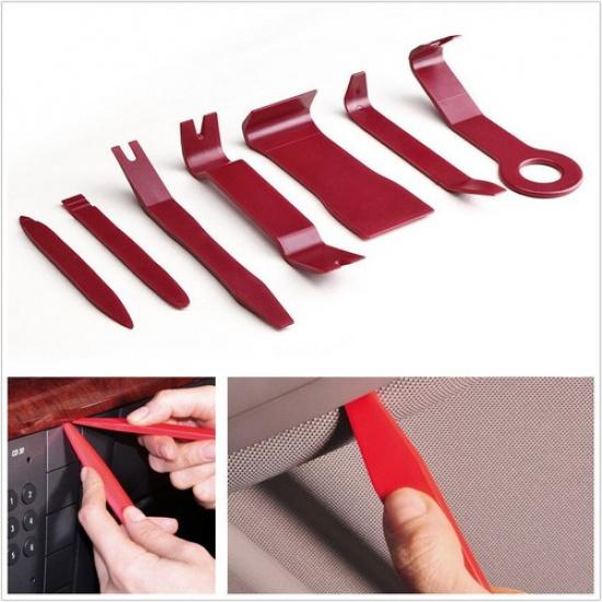 7 Pcs Plastic Car Interior Door Trim Panel Clip Audio Removal Pry Open Tool Kit