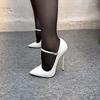 Nuovi Tacchi Stiletto in Vernice Nera da 16cm a Punta Sottile Taglie Forti per Drag Show
