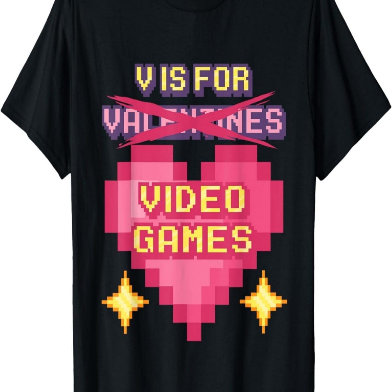 V Is for Video Games Shirt for Video Gamer Valentines Day T-Shirt S чёрный