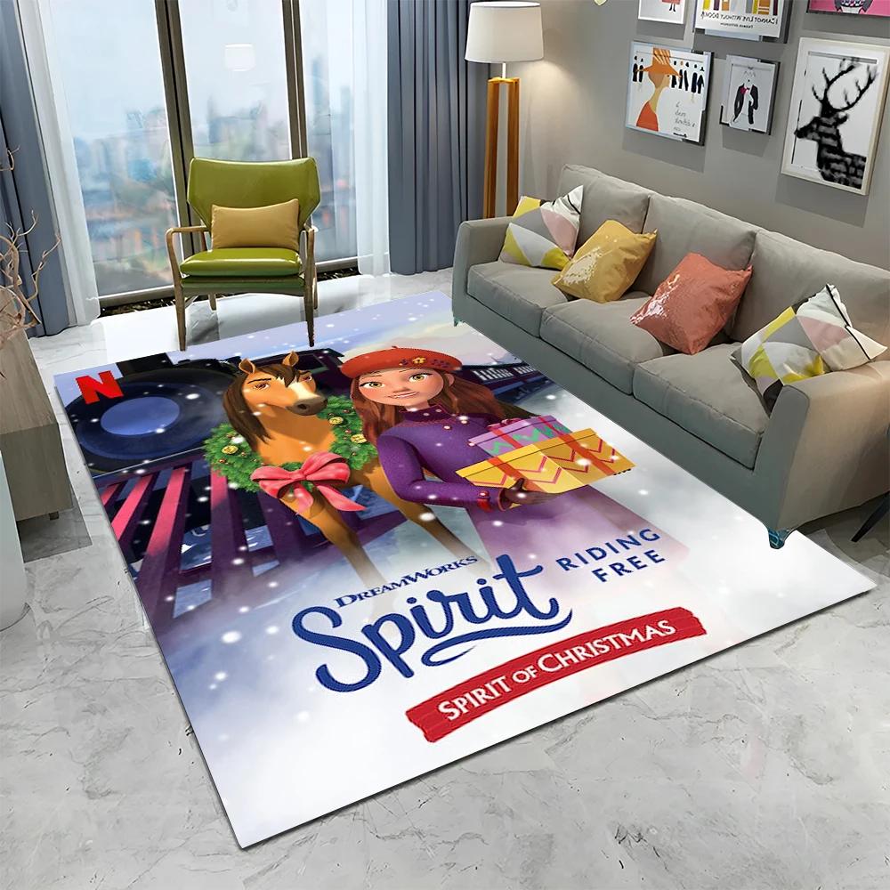 Cartoon Spirit Riding Free Horses 3D Carpet Rug for Home Living Room Bedroom Sofa Doormat Decor,kid  Area Rug Non-slip Floor Mat