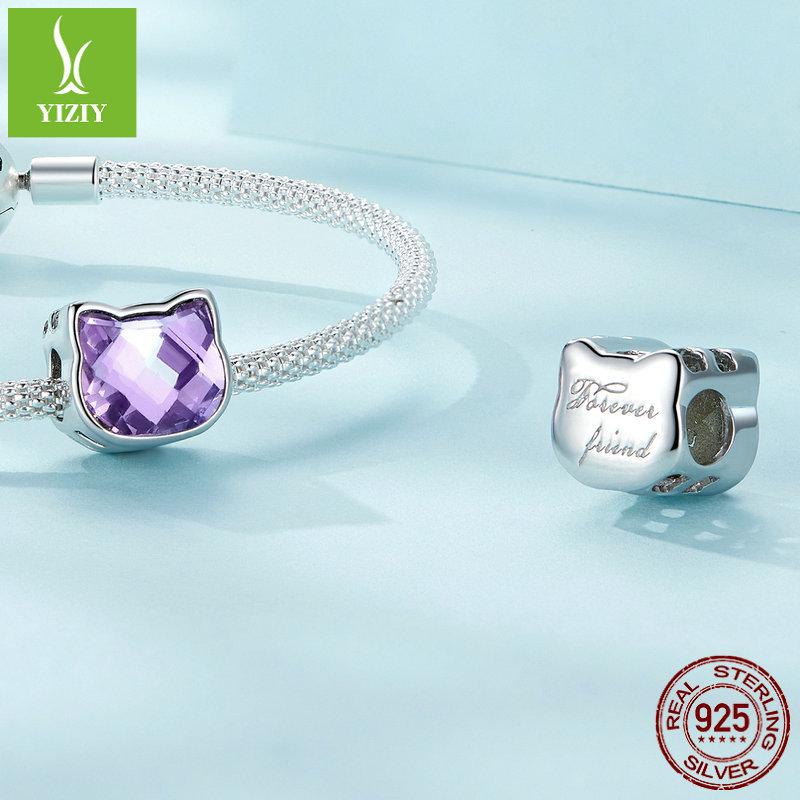Silver Ziyun Colorful Cat S925 Silver Beads – Cute Pet DIY Bracelet Beads SCC2469