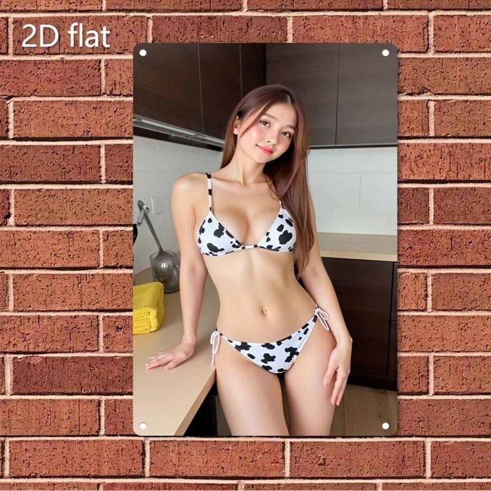 Fantasy Metal Wall Art Decor, Girl with Goldfish, 20x30cm Bedroom Sign