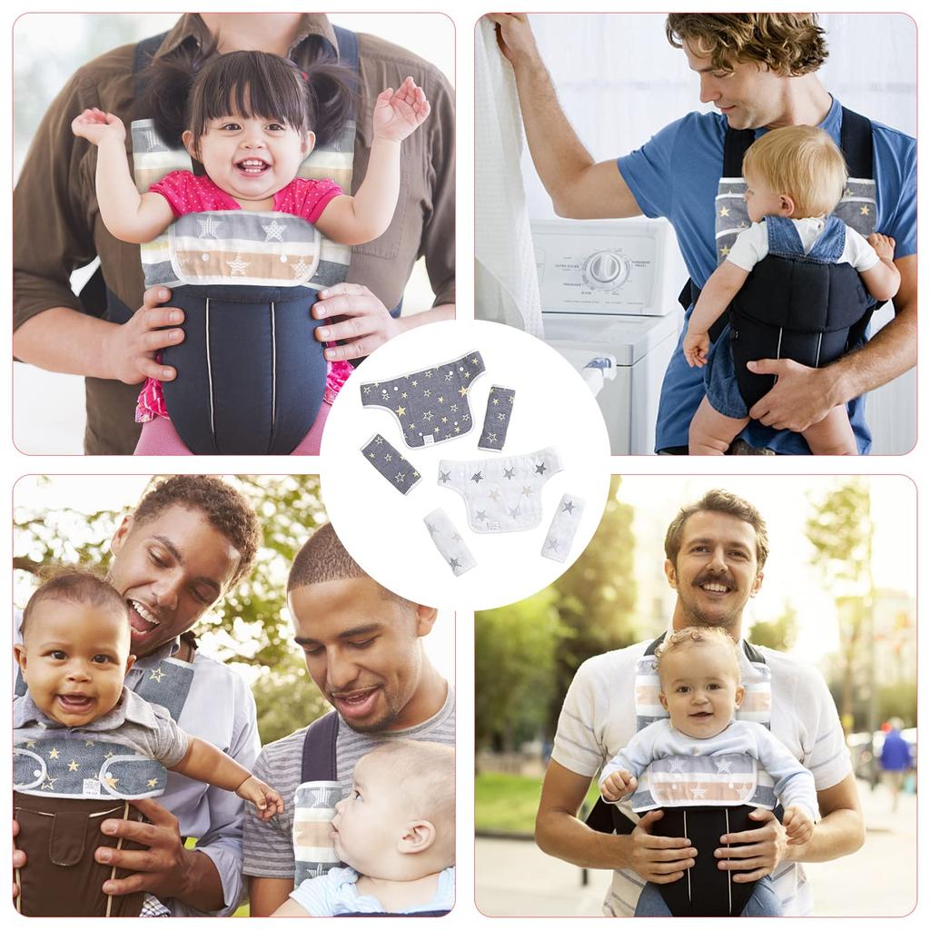 huazontom Baby Carrier Set with Bib Cover and Drool Perfect for Baby Baby Shower Gifts 3-Piece Pad, 100% Cotton, Soft, Outings, (Yellow Star)