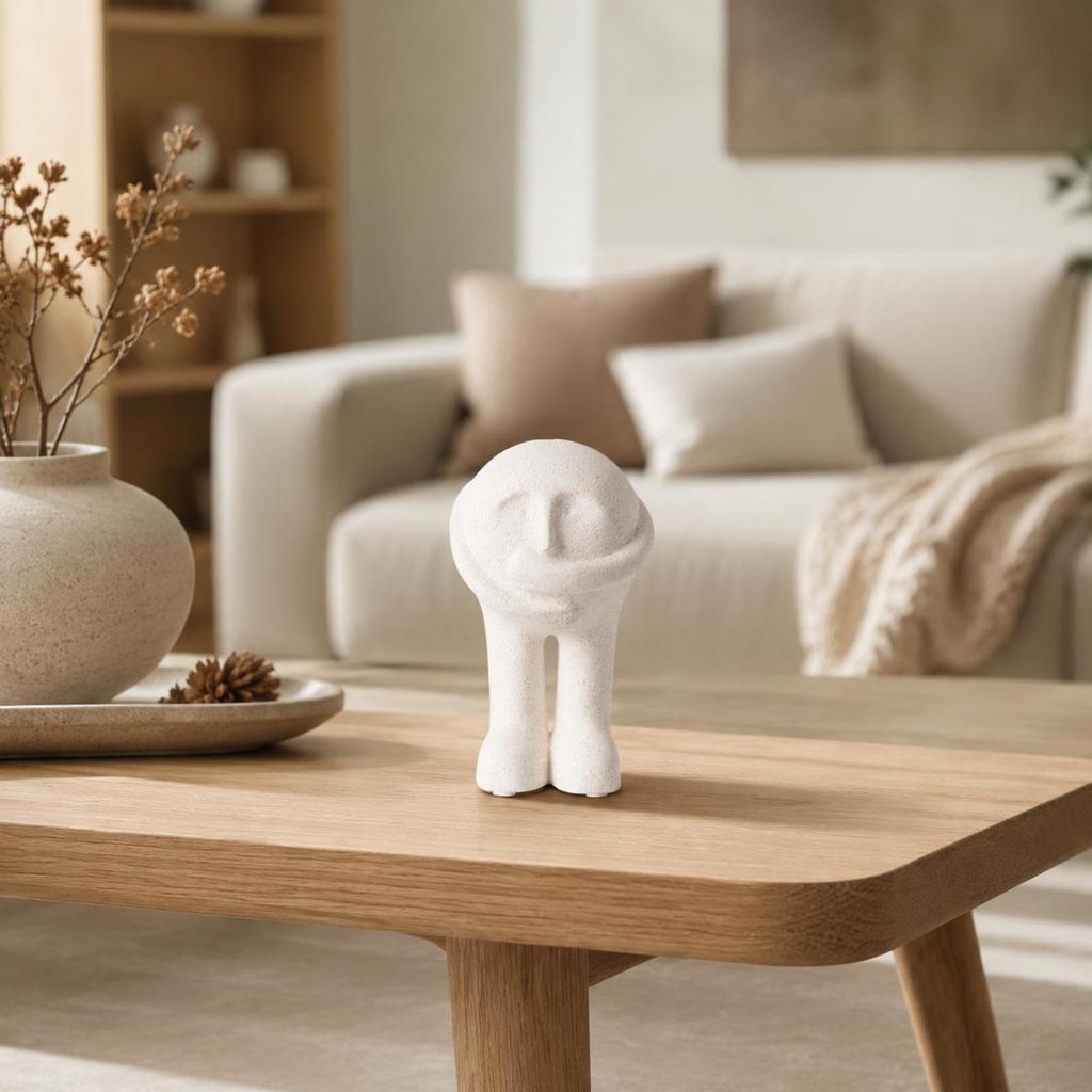 Compact Modern Minimalist Ceramic Figurine Artistic White
