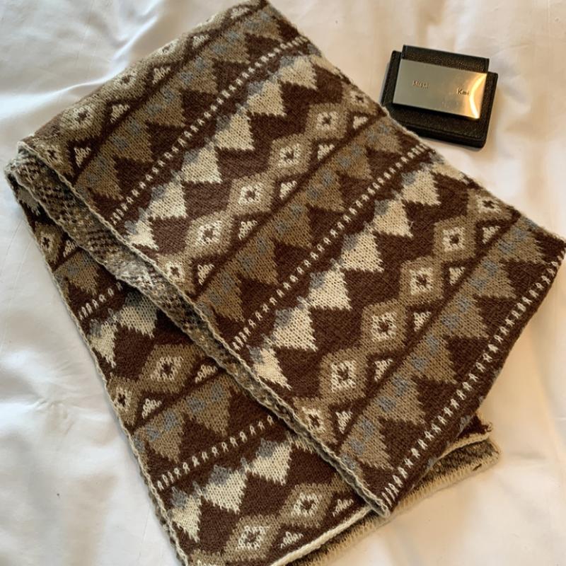 

Women s Winter Jacquard Knitted Scarf Retro Thickened Warm Woolen Scarf Fashion Scarf
