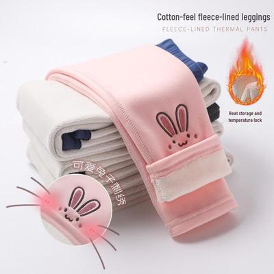 Mädchen-Winterleggings mit Fleecefutter – Cartoon-Design, warme und elastische Hose