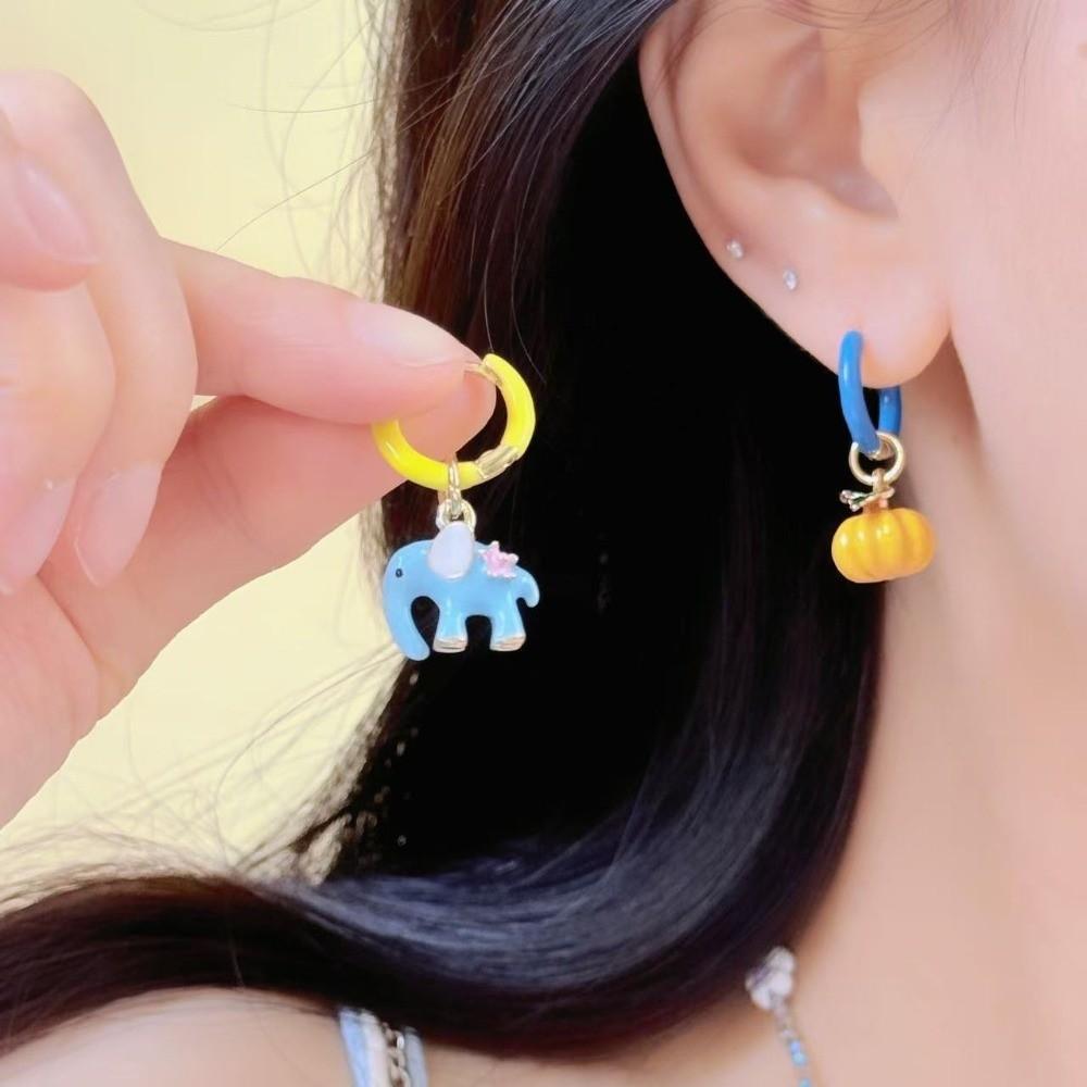 Acrylic Zinc Zinc Alloy Elephant Pumpkin Necklace Chain Choker Halloween Pendant Jewelry  Gift