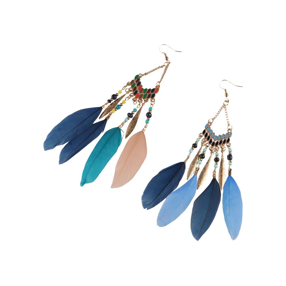 Zinc Zinc Zinc Alloy Feather Tassel Earrings Ethnic Style Boho Drop Earrings  Women