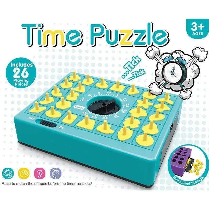 Children Time Board Puzzle Toy Shape Matching Popup Tray Toy Set with Timer Children Shape Cognitive Education Palything