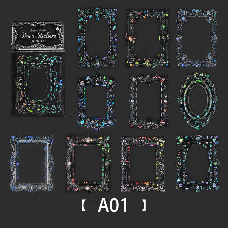 10Pcs Hand Account Floral Frame Stickers Adhesive Materials Diy Scrapbooking Decor Junk Journal Collage Stationery Diary Sticker