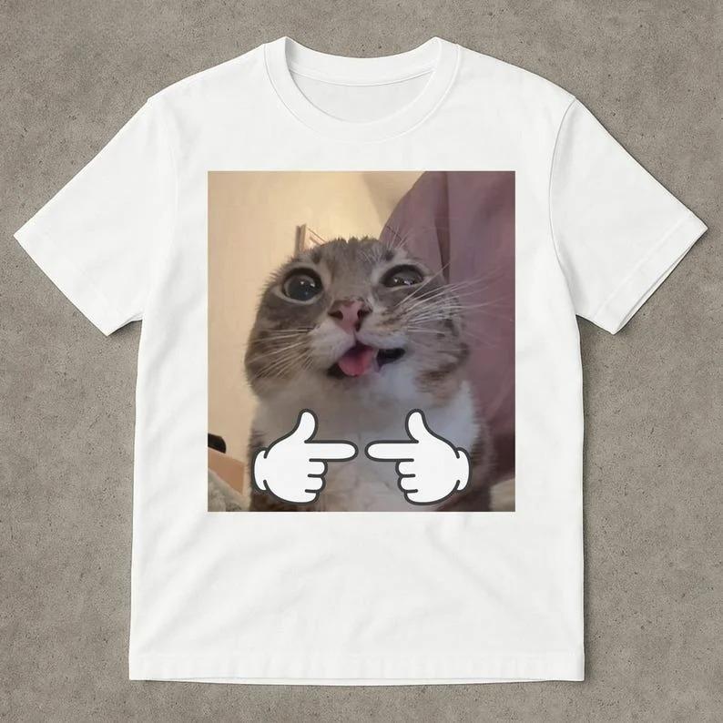 

Funny Cat Fun Pattern Printed Summer Women s T-shirt Top Round Neck Short Sleeve Women s T-shirt Casual Soft Clothing S