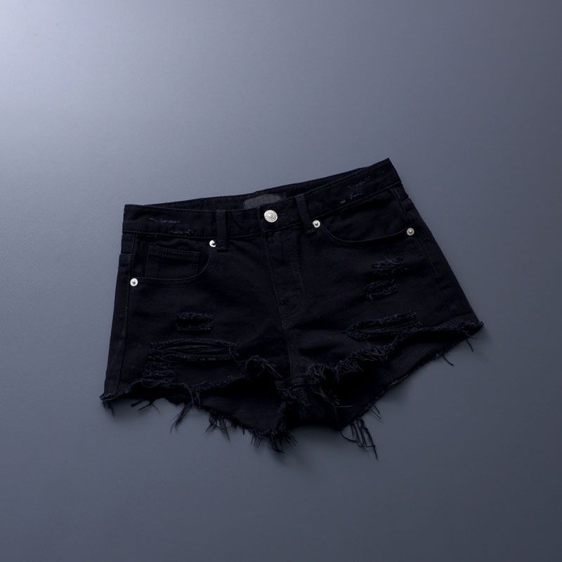 Summer Women's New Arrival Trendy K-style Tassel Mid-Waist Denim Shorts Slim Looking White Hole Hot Pants Thin 2025