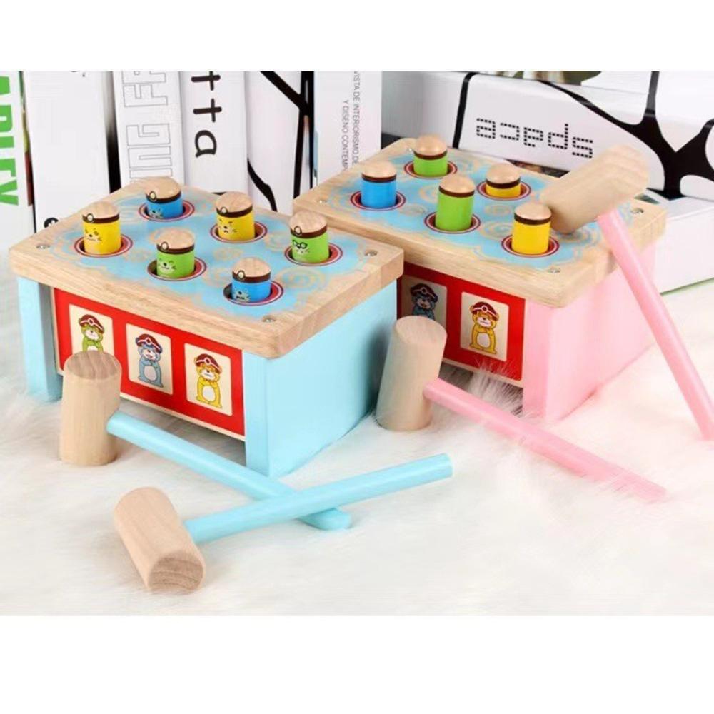 Children's wooden cartoon whack-a-mole percussion piling table Boys and girls percussion table Early education educational wooden toys