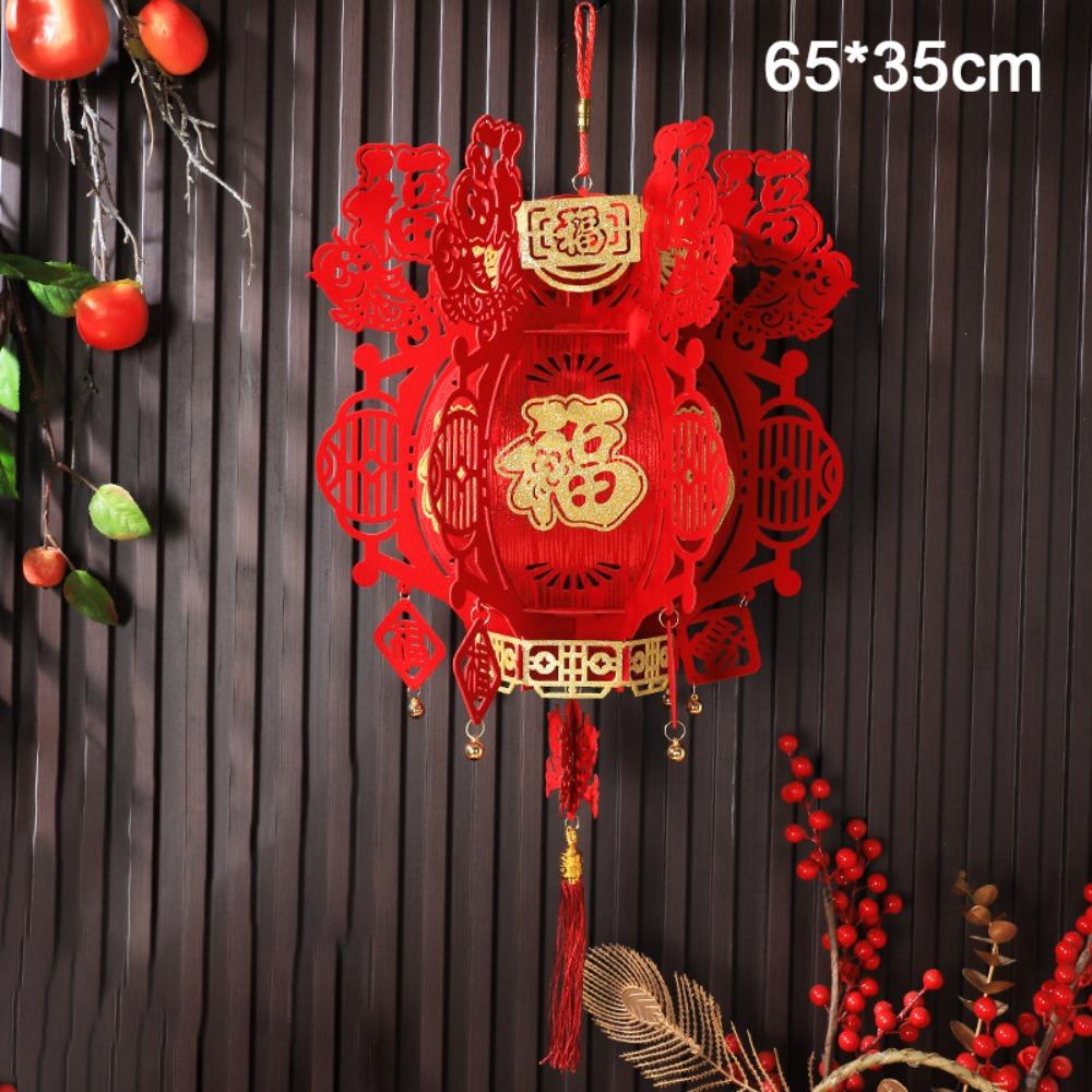 New Non-woven Chinese Lanterns Red 3D Festival Hanging Lanterns Handmade DIY New Year Lantern New Year