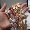 1String, Pink Purple Natural Freshwater Pearls, Handmade Square Shape Pearl Beads, 15×20mm, for DIY Necklace, Jewelry Making Crafts, Length 36 Cm