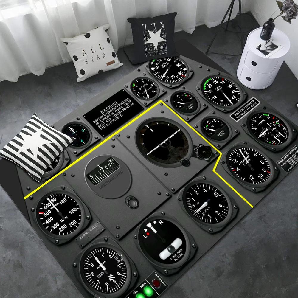 Kampfflugzeug Steuerung Cockpit Kabine Bodenmatte Fußmatte Rutschfest Waschküche Matte Wäsche Dekor Balkon Kind Wohnzimmer