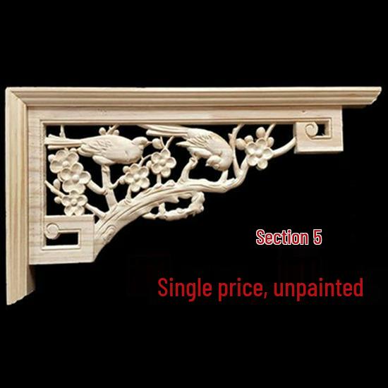 Double-Sided Carved Solid Wood Lintel: New Chinese Antique Corner Decoration for Background Walls