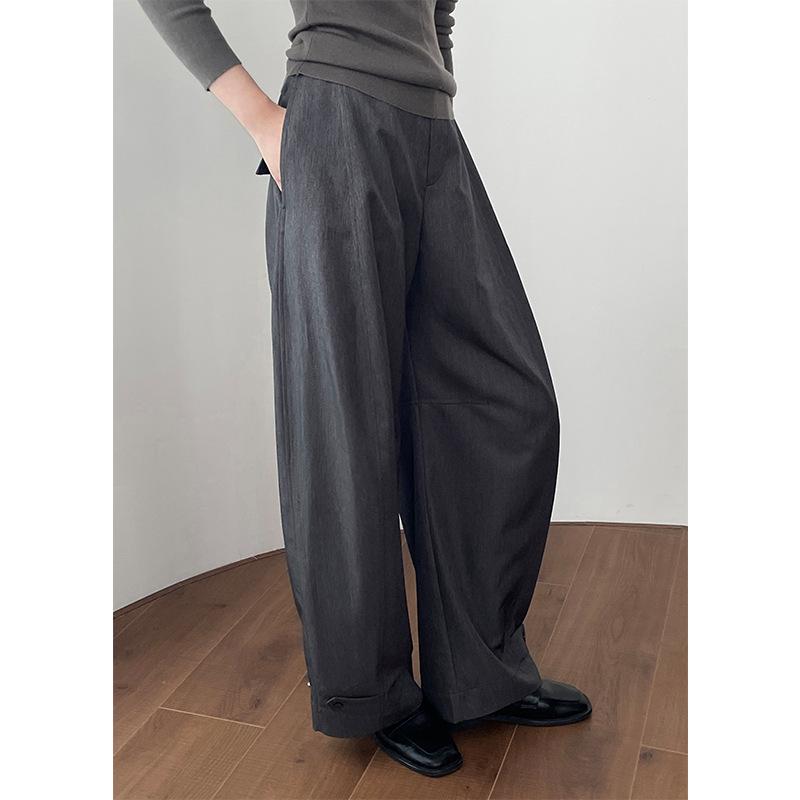 Xia Nai Wide-Leg Casual Suit Trousers - Women s Loose, Leg-Lengthening Snap Button Pants 2606 L серый