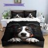 Black Border Collie Pattern Bedding Home Decoration Birthday Gift (1 * duvet cover + 2 * pillowcase, without core)