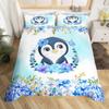 Cute Penguin Duvet Cover Animal Pattern Bedding Collection Comforter Cover For Boys Girls Kids Room Decor Full Size With 2 Pillow Case