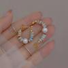 Vacation Design Natural Stone Beaded Pearl Pendant Earrings for Women and Girls Fashion Jewelry Unusual Accessories