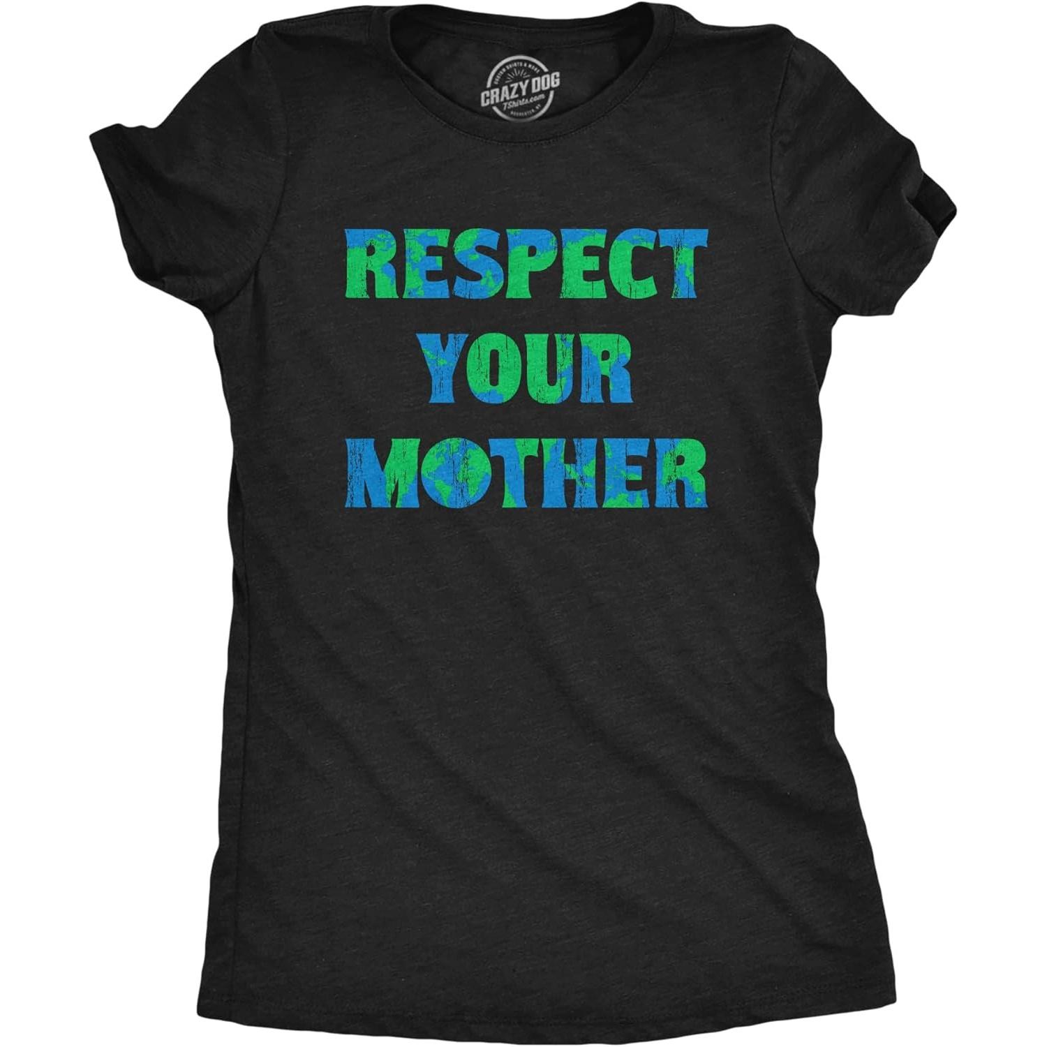 Womens Earth Day T Shirt Funny Awesome Environmental Nature Recycling Tee for Ladies S чёрный