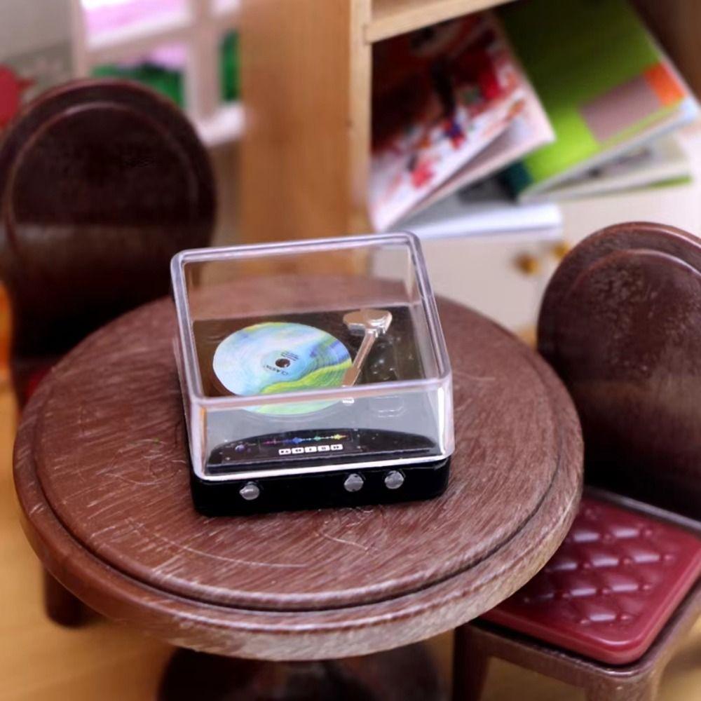 Simulation Miniature Record Player Lifelike Design Mini Disc Player Doll House Accessories