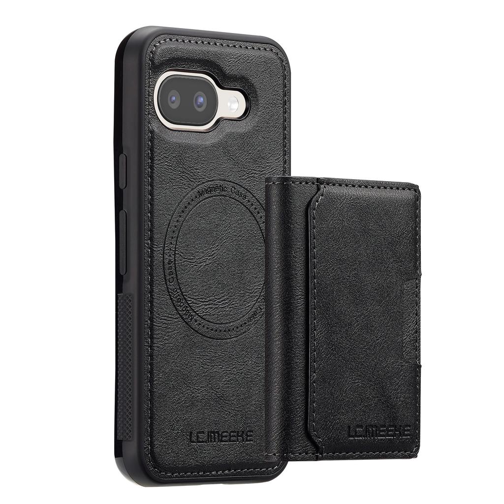 LC.IMEEKE L5 For Google Pixel 9a Magnetic Phone Case Leather Back Cover with Detachable Card Holder