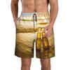 Beer Pattern Beach Shorts For Men Hawaiian Summer Holiday Casual Shorts Street 3d Printed Beer Festival Surfing Board Shorts