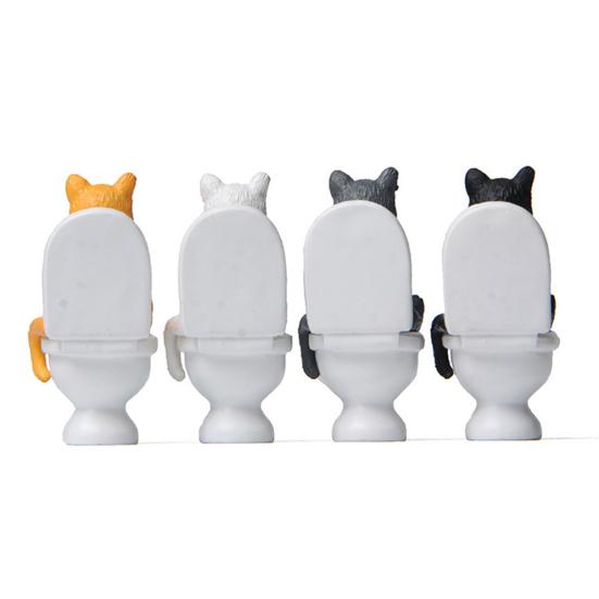 Katzenfiguren Hohe Simulation Lebhafter Ausdruck Dekorationszubehör Toilette Sitzende Miniaturkatze Tiermodell Spielzeug für Kinder