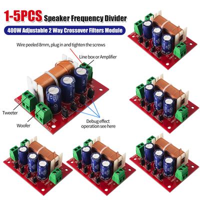 YLY-2088 Speaker Frequency Divider 400W 2 Way Crossover Filters Module Adjustable Full Range Treble Bass Welding Free